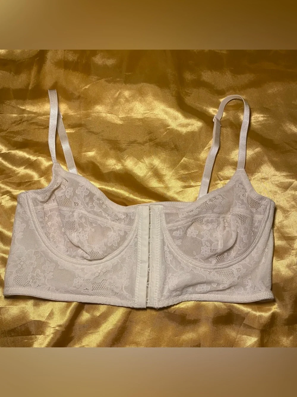 Y2K Ivory Lace Longline Bustier Bralette